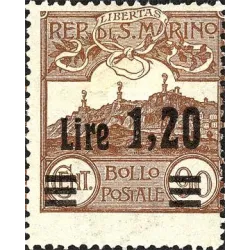 Figure or view of san marino, overprinted