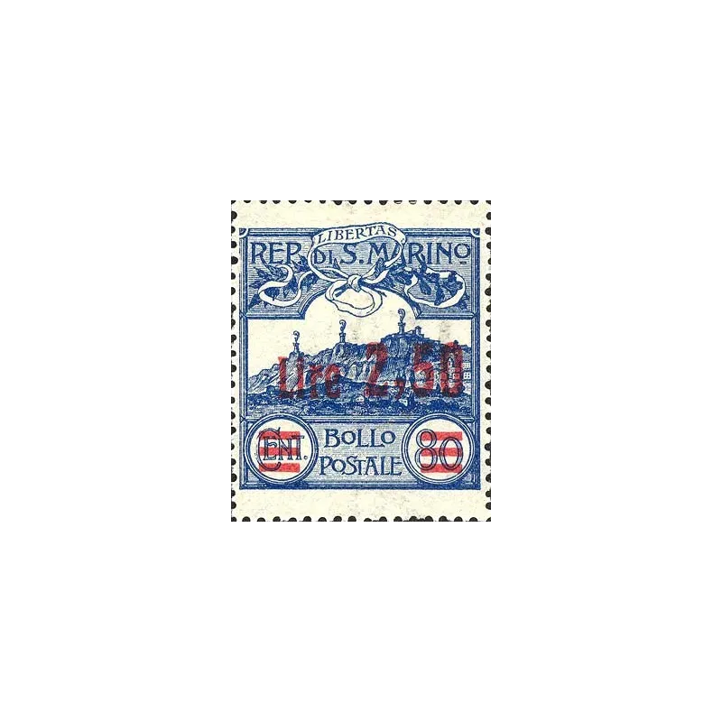 Figure or view of san marino, overprinted